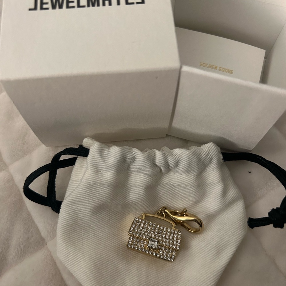 Golden Goose Gold Purse Charm with Crystals